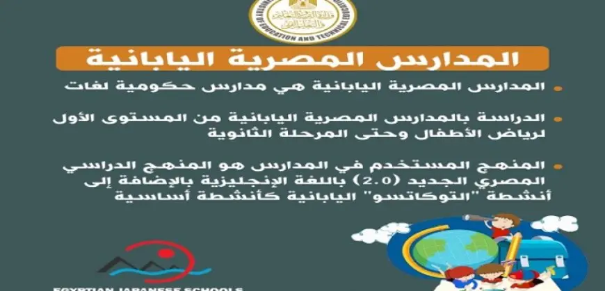 بال .. وزارة التربية والتعليم تعلن فتح باب التقديم للمدارس المصرية اليابانية للعام الدراسي 2025/2026