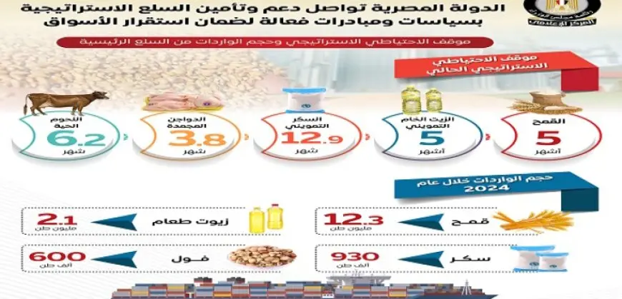 بالإنفوجراف.. مجلس الوزراء: الدولة تواصل دعم وتأمين السلع بسياسات ومبادرات فعالة لضمان استقرار الأسواق